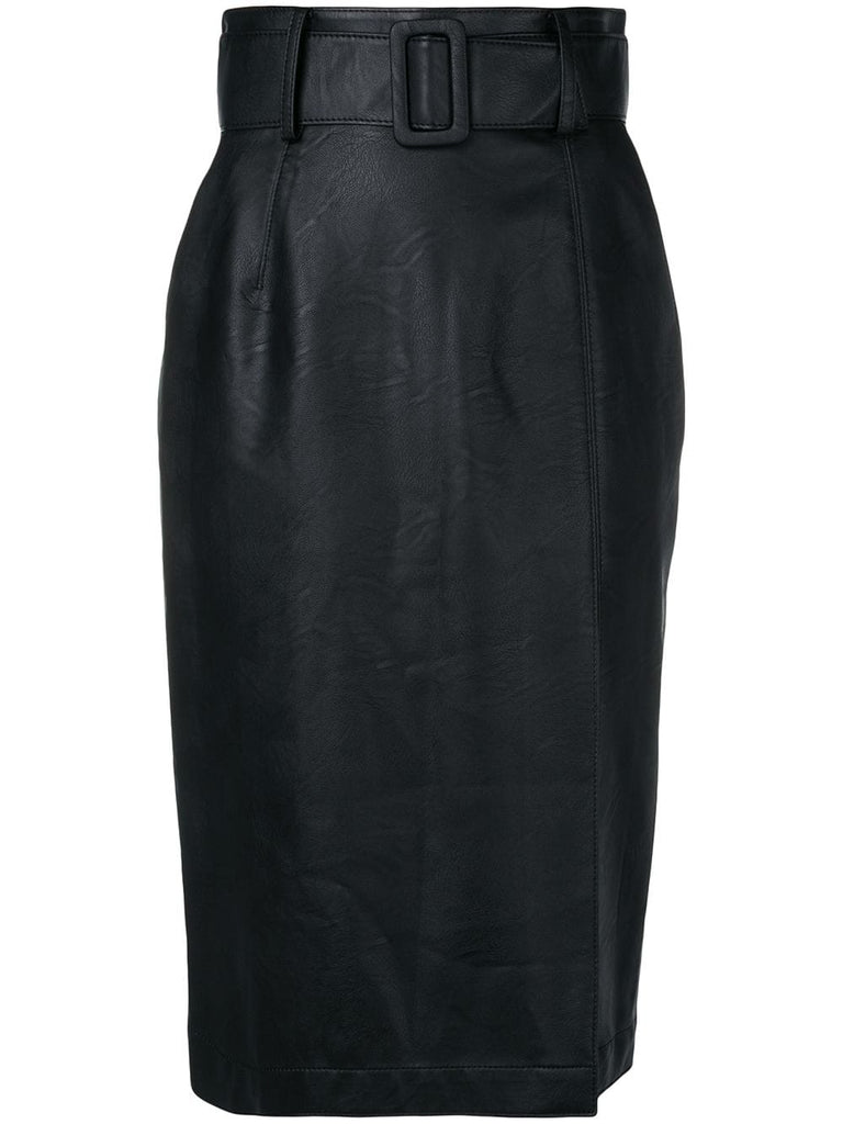 wet-look pencil skirt