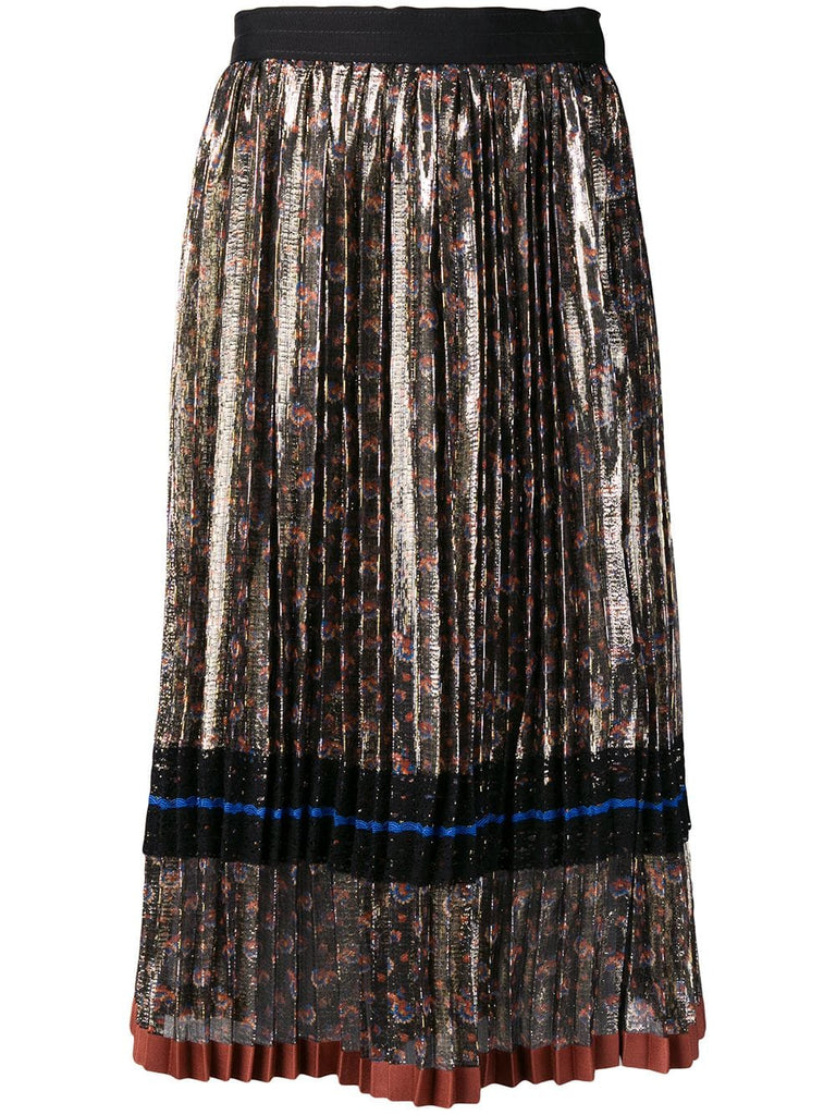 daisy print pleated skirt