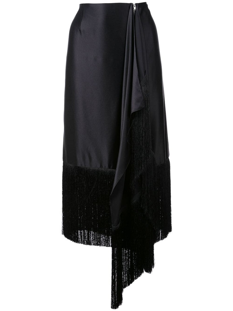 fringed asymmetric skirt