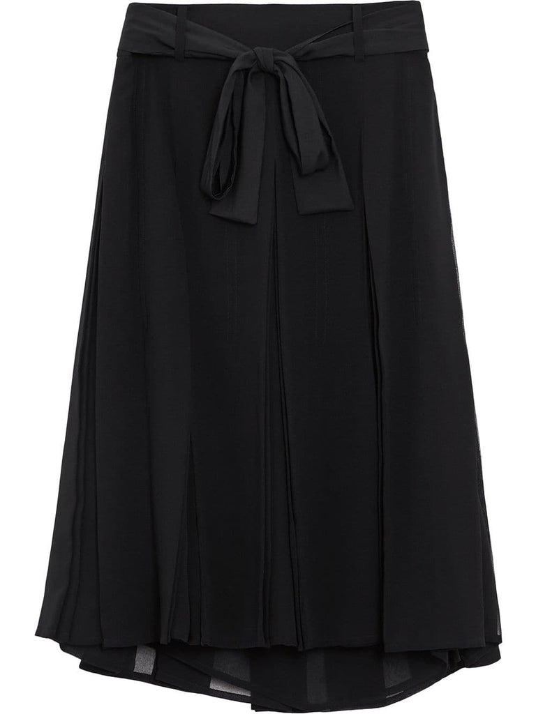 Tie-waist Pleated Georgette Skirt