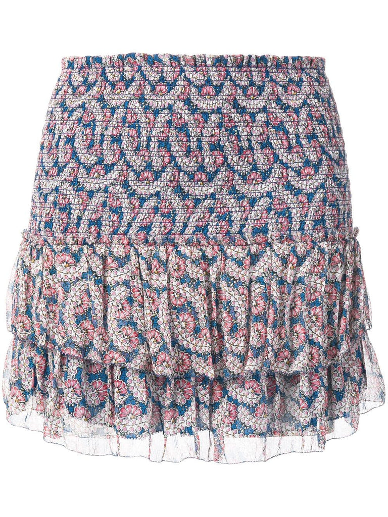 Brinley smocked floral-print skirt