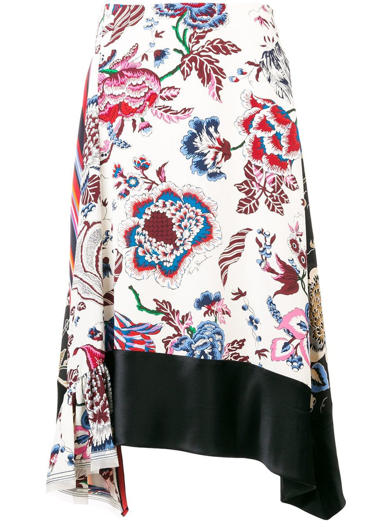 asymmetric floral skirt