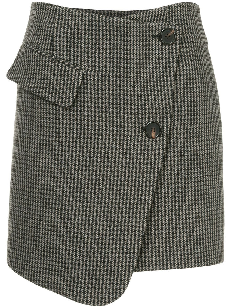 houndstooth asymmetric wrap skirt