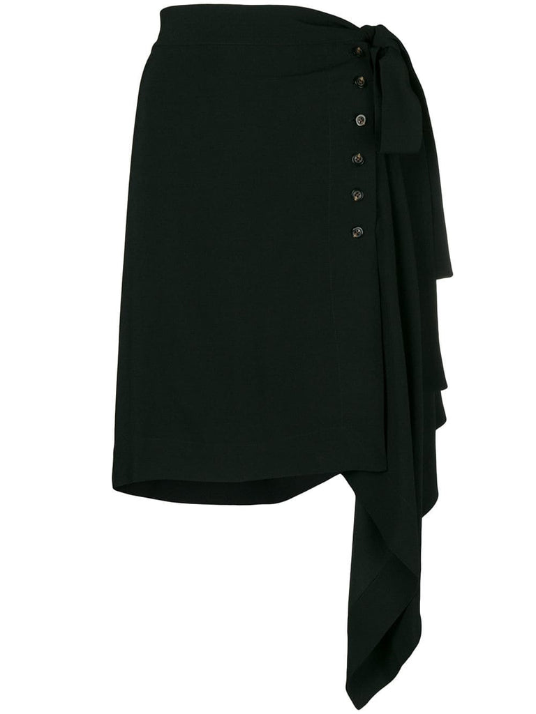 draped button up skirt