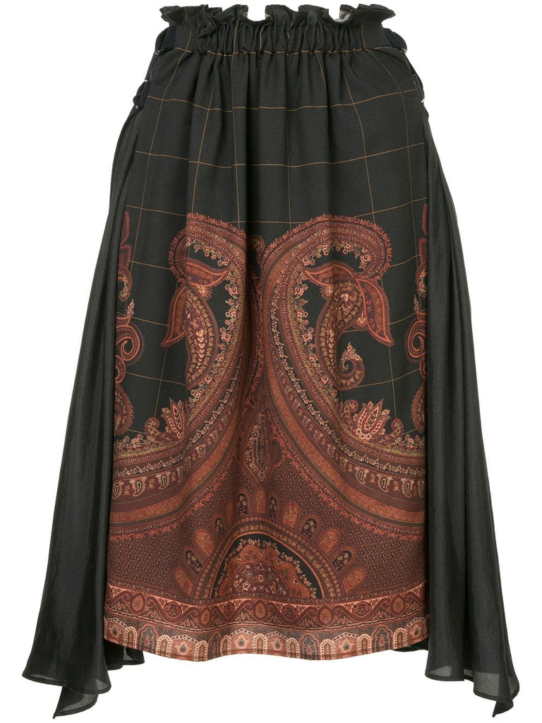 paisley print asymmetric skirt