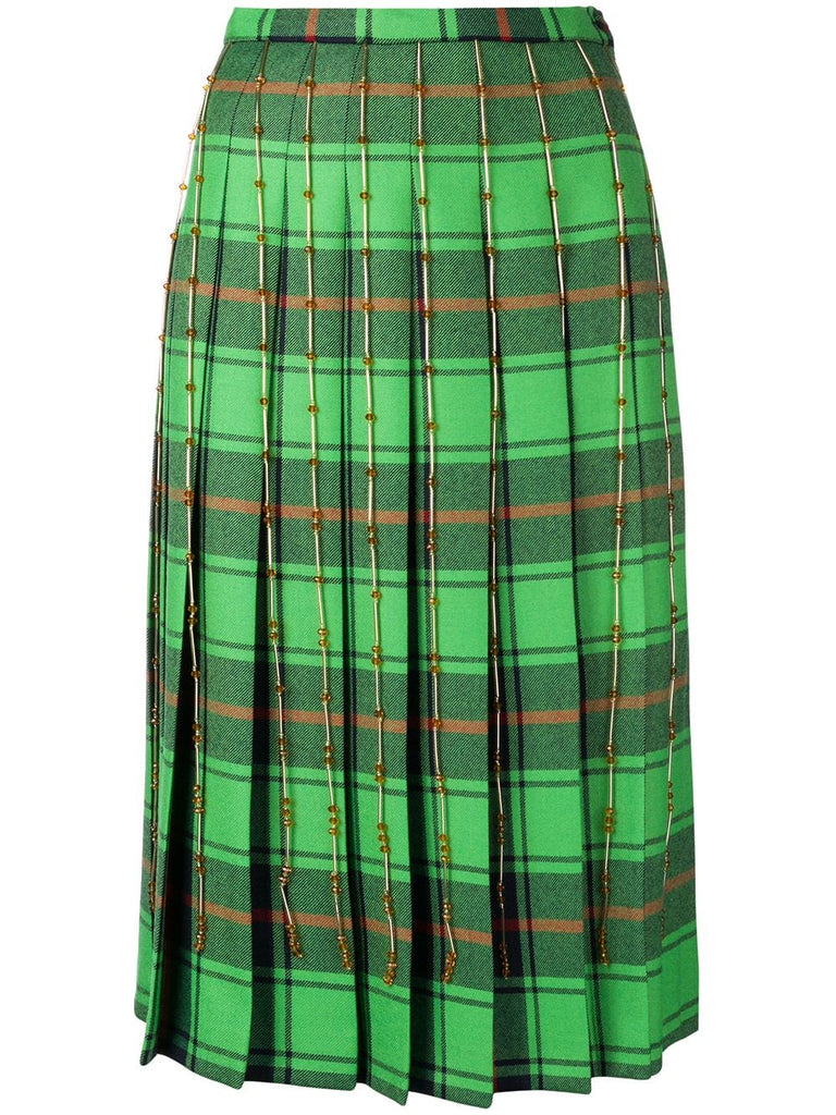 pleated check skirt