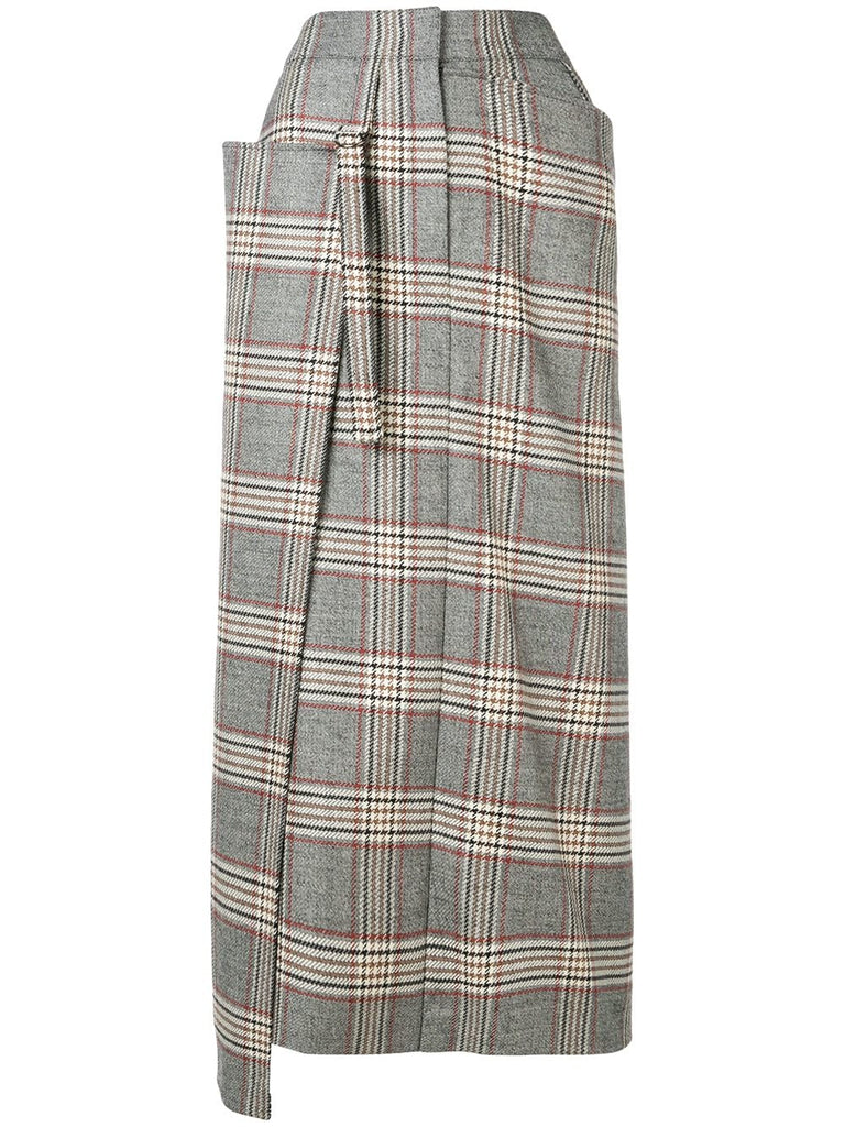 asymmetric check skirt