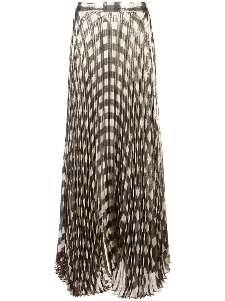 metallic check pleated skirt