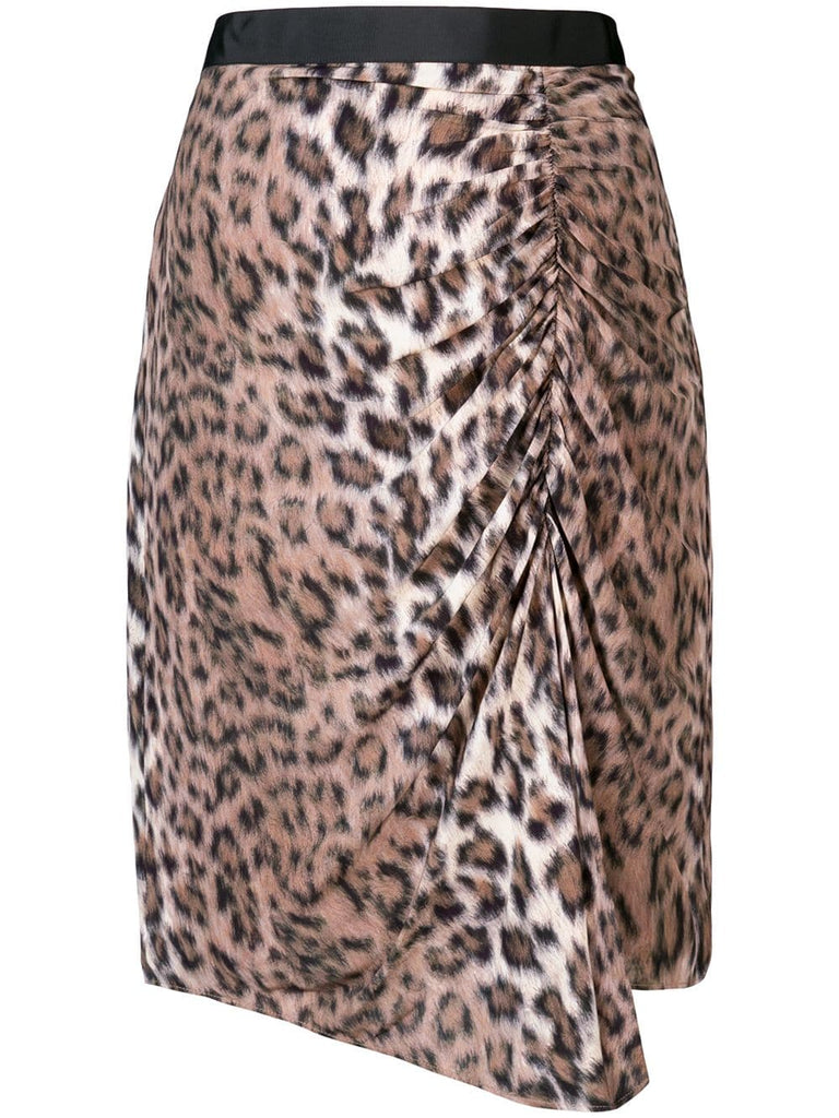 ruched leopard print skirt