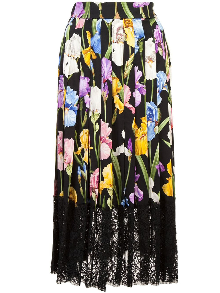 Iris print pleated skirt