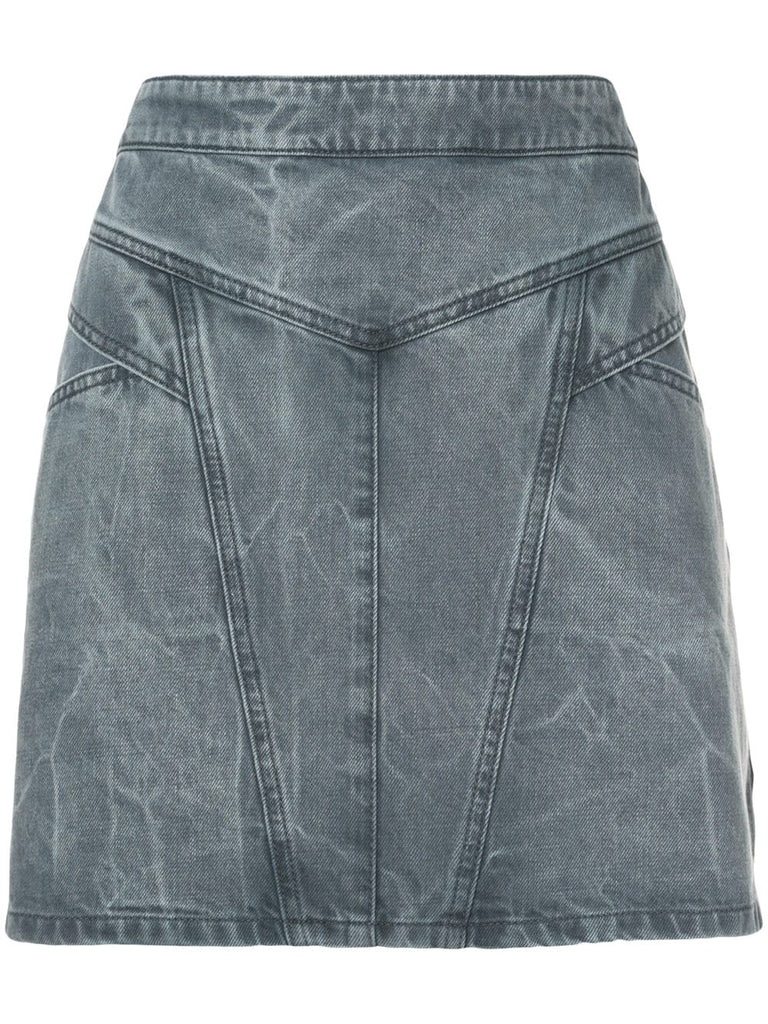 panelled denim mini skirt