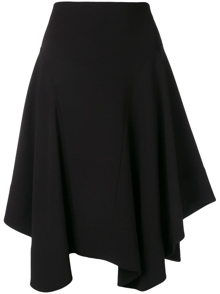 handkerchief hem midi skirt