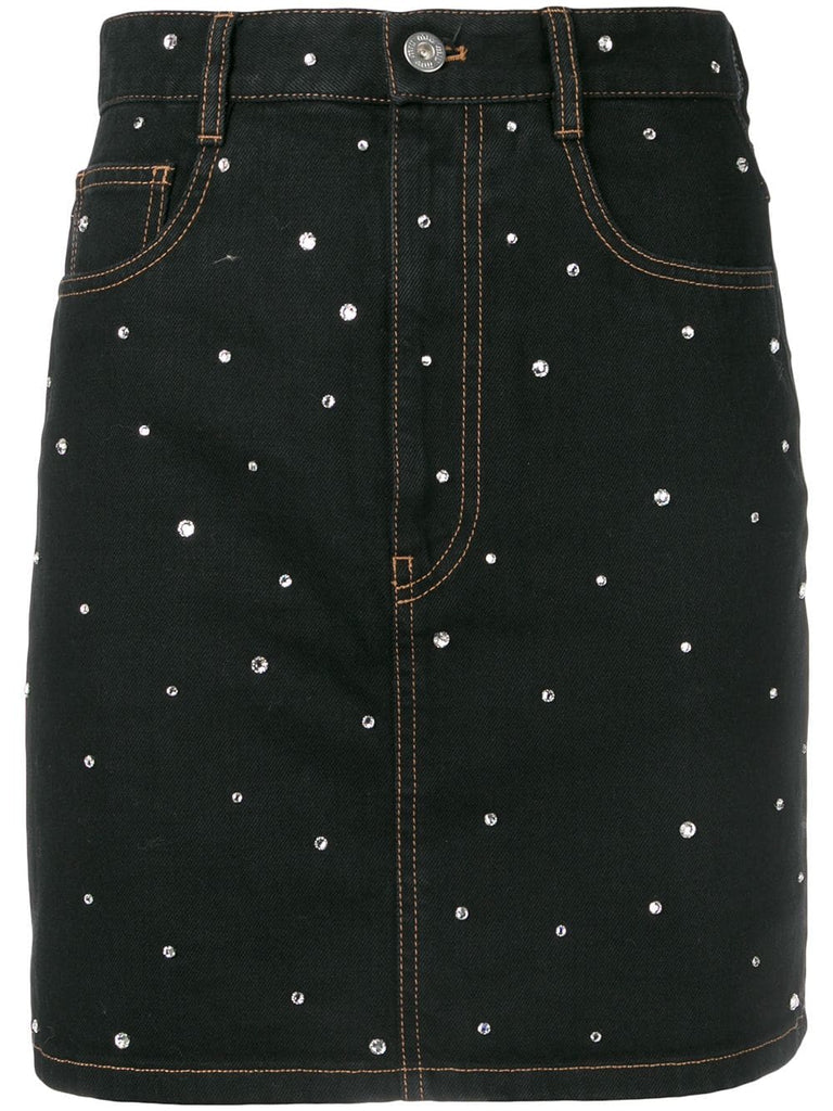 embroidered denim skirt