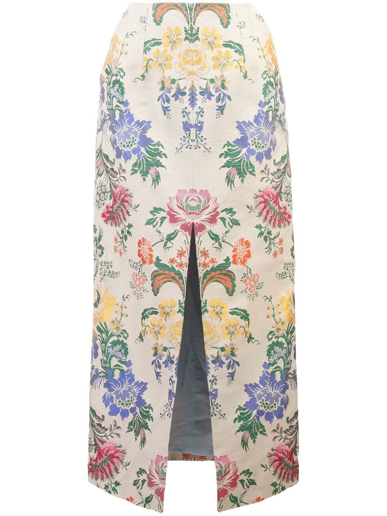 floral patterned straight skirt