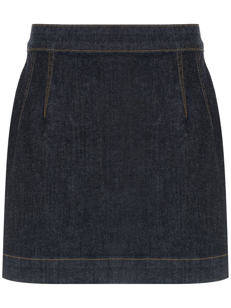 high waisted denim skirt