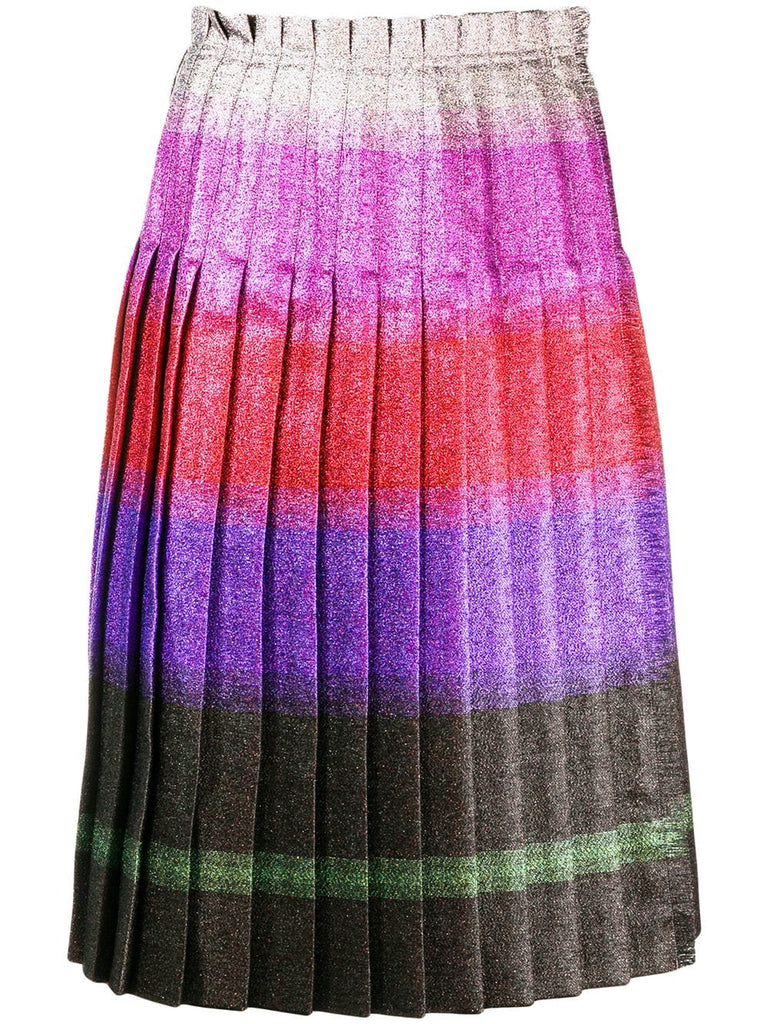 pleated lurex stripe skirt