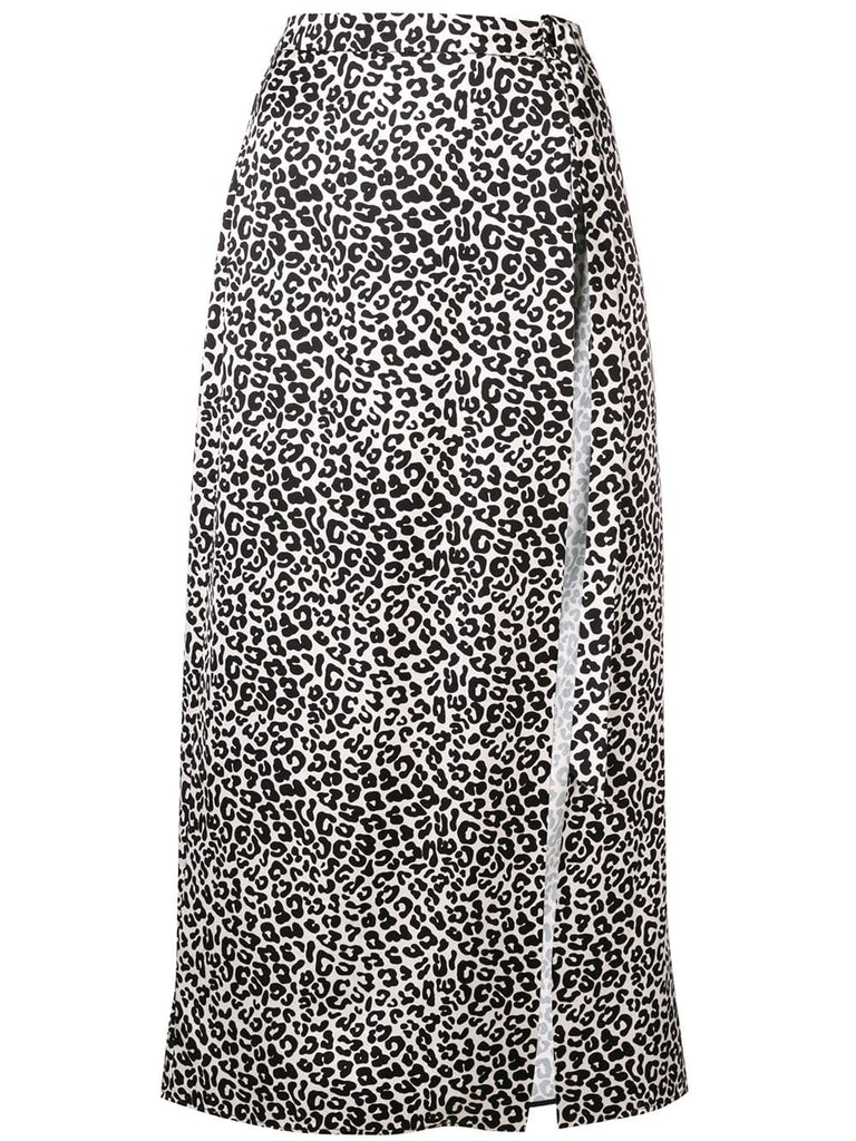 leopard print midi skirt