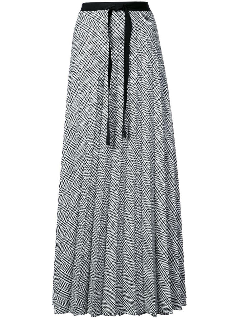 plaid flared maxi skirt