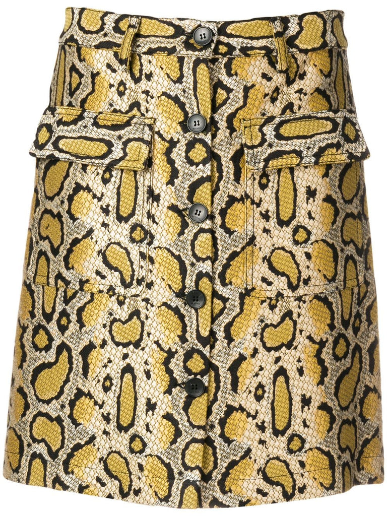 snakeskin-effect mini skirt