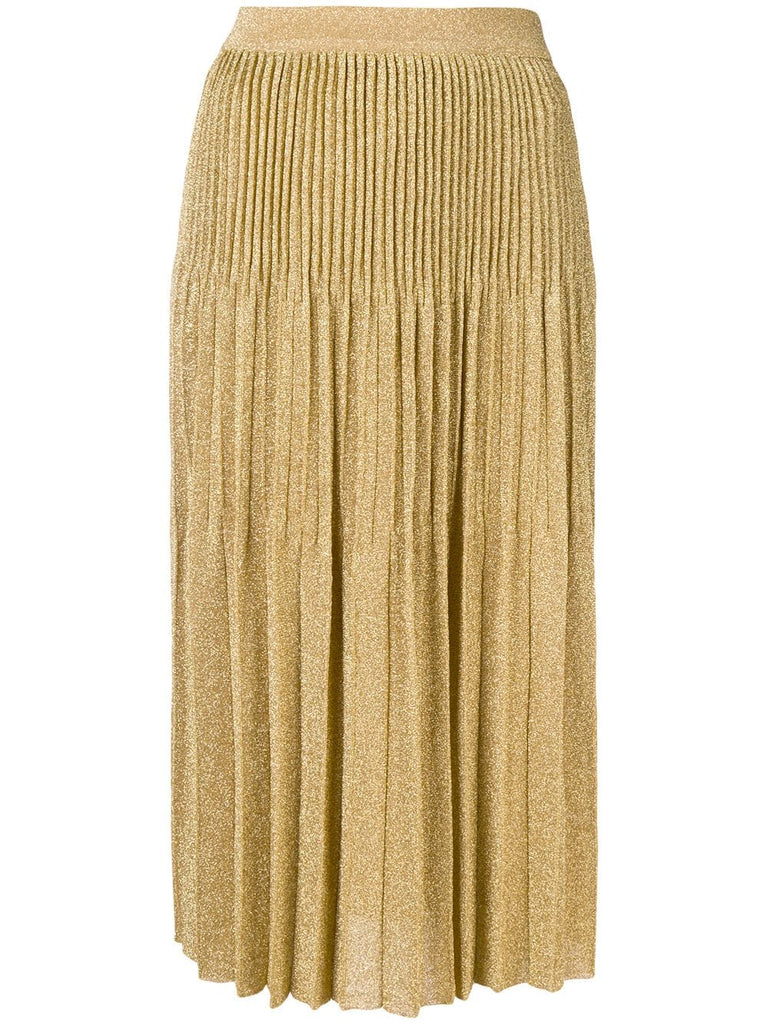 pleated lurex midi skirt