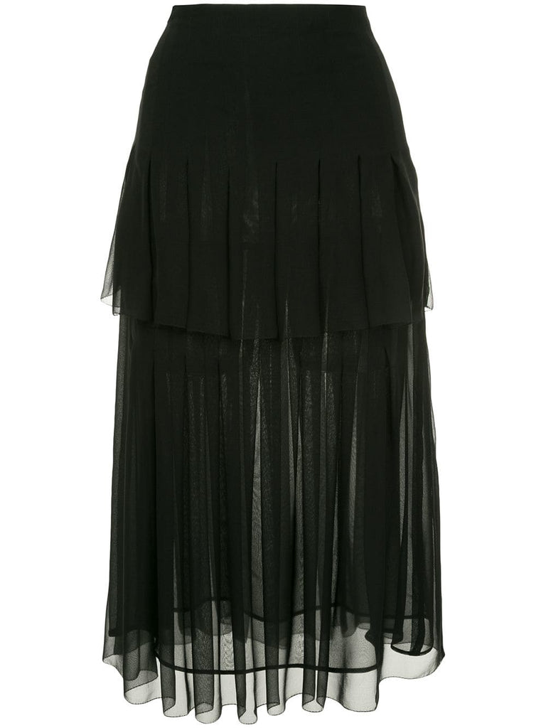 tiered box pleated skirt