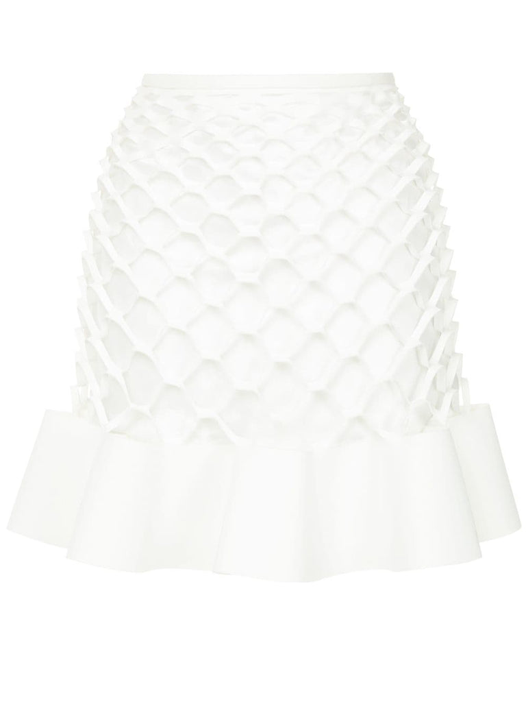 honeycomb ruffle mini skirt