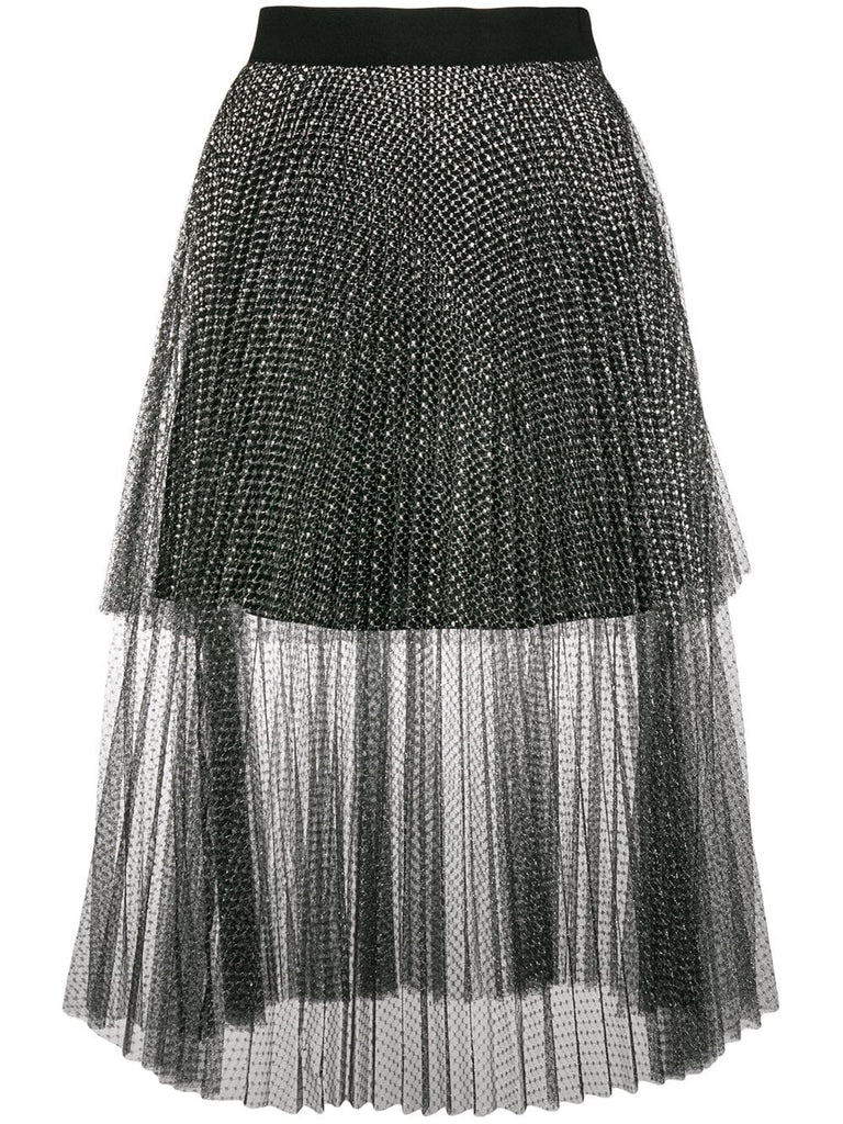 metallic tulle tiered skirt