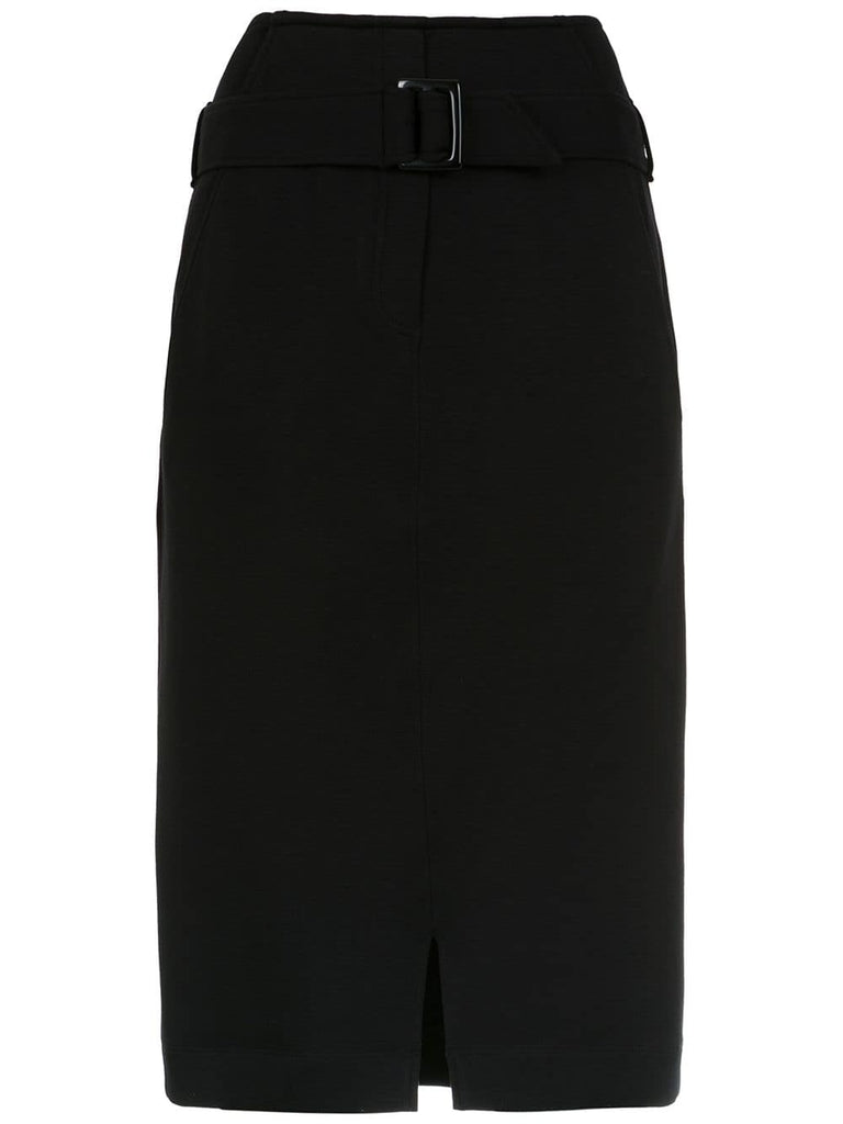 belted midi skirt