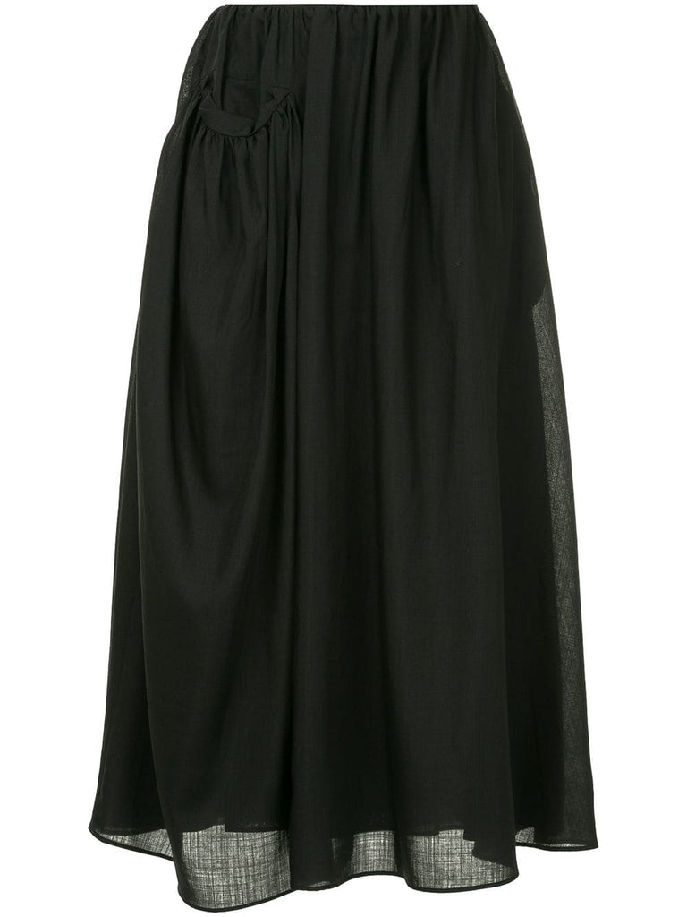 draped side pocket midi skirt