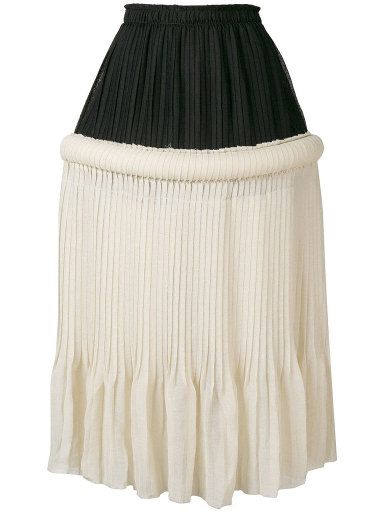 drop-waist knife-pleat skirt