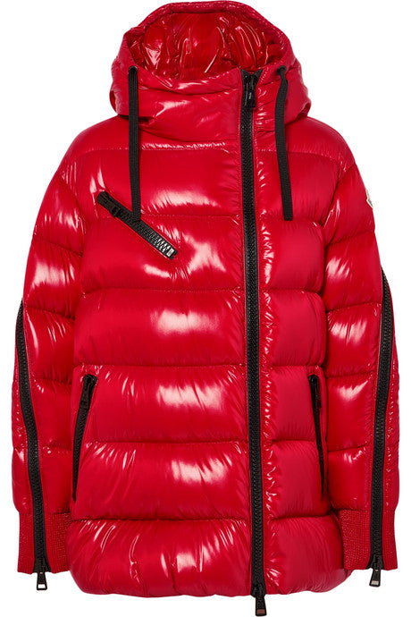 Liriope hooded quilted glossed-shell down jacket