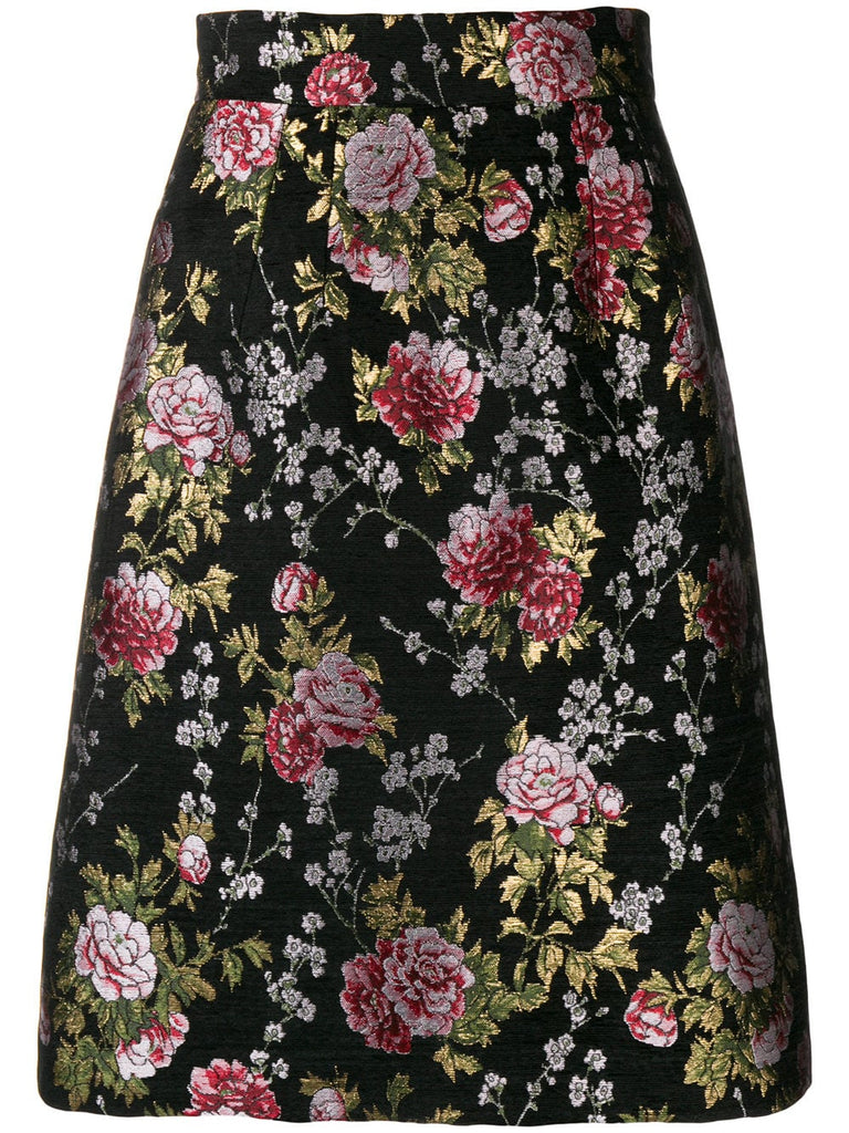 jacquard floral skirt