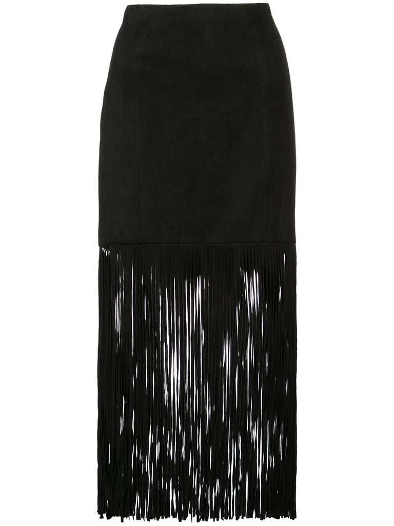 fringed mid-calf skirt