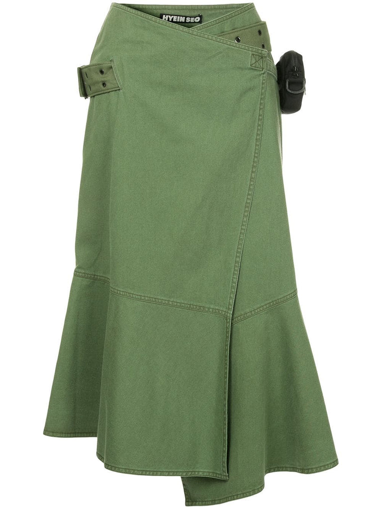 wrap midi skirt