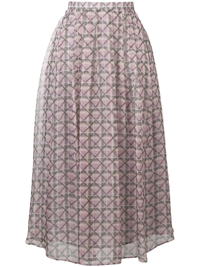 pleated geometric midi skirt