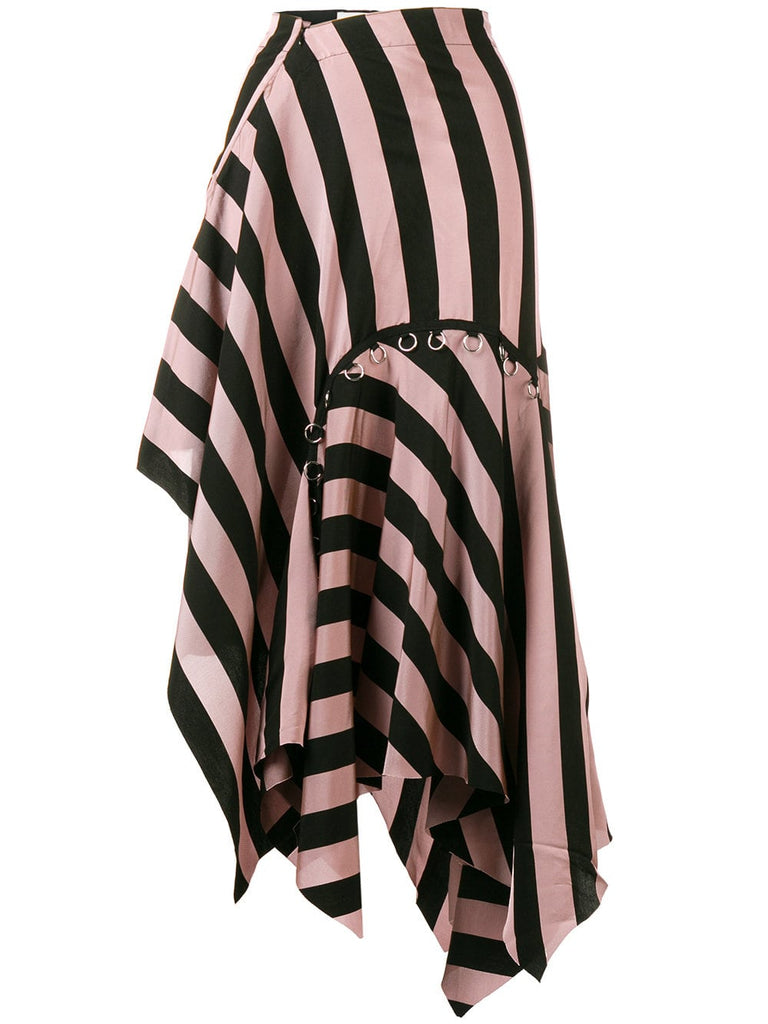 asymmetrical striped skirt