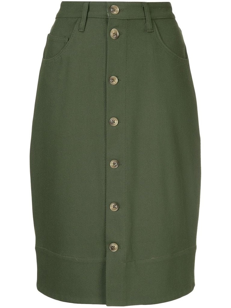 button-down midi skirt