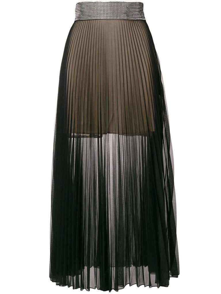 crystal mesh pleated skirt