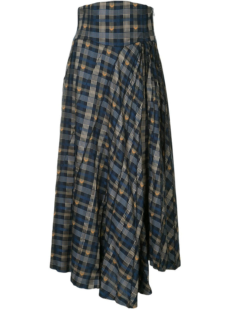 asymmetric plaid skirt