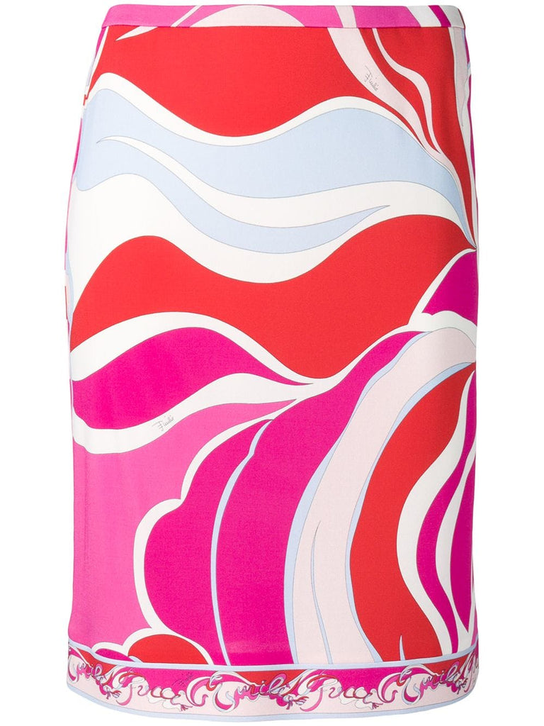 abstract print straight skirt