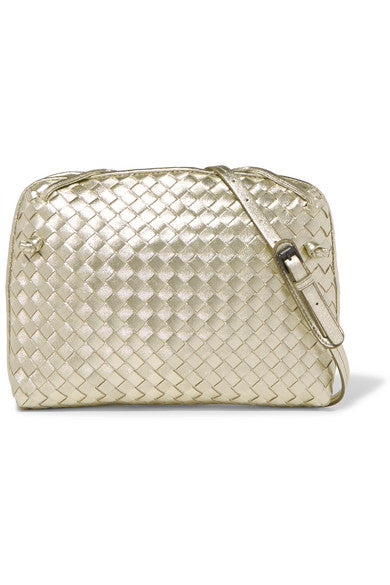 Nodini small metallic intrecciato leather shoulder bag