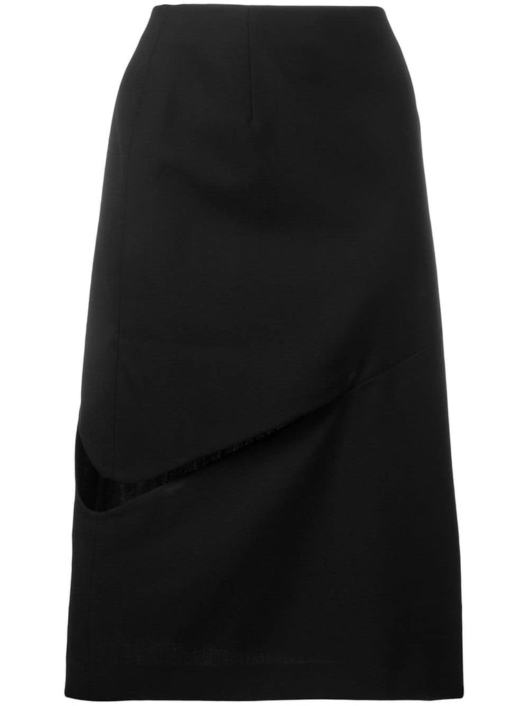 slash-detail midi skirt