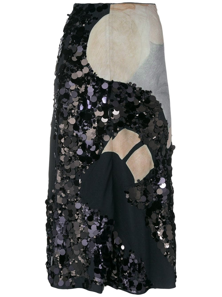 pailette sequin midi skirt