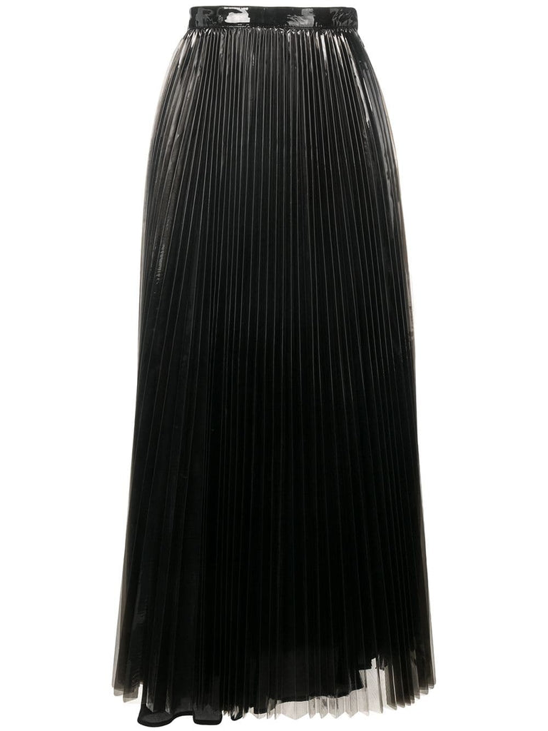 glossy pleated skirt