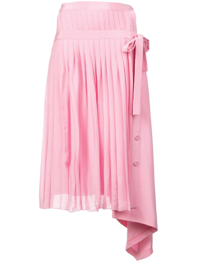 pleated asymmetric wrap skirt