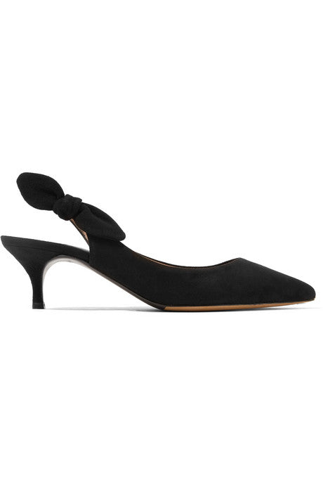 Rise bow-embellished suede slingback pumps