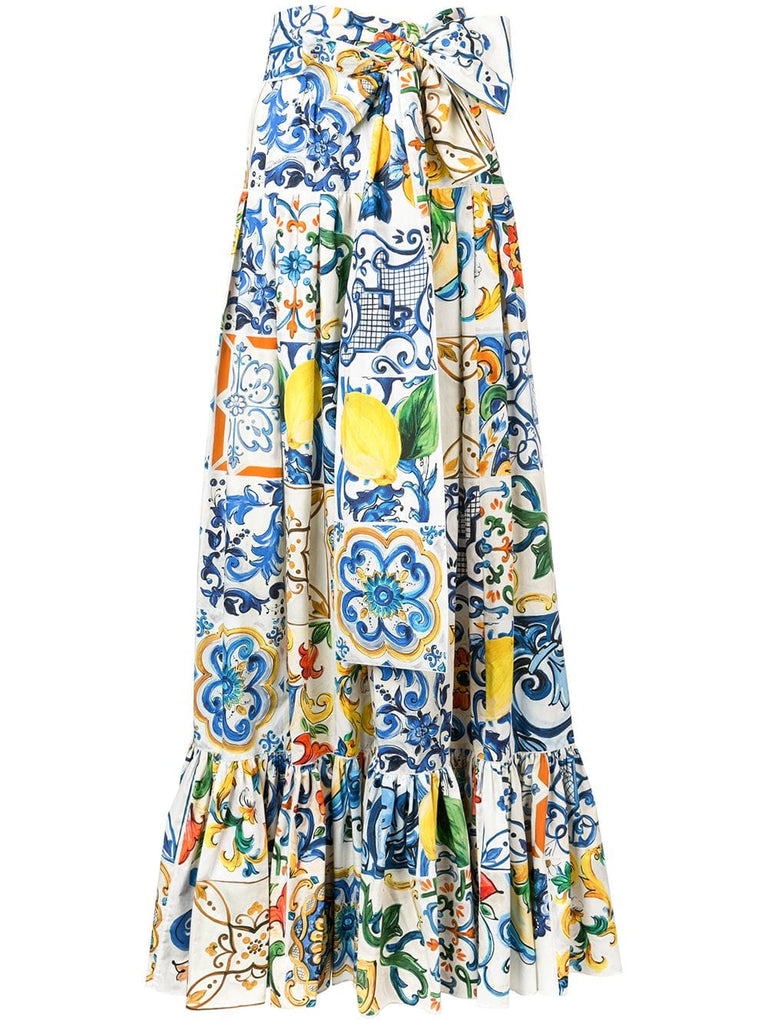 Majolica print maxi skirt