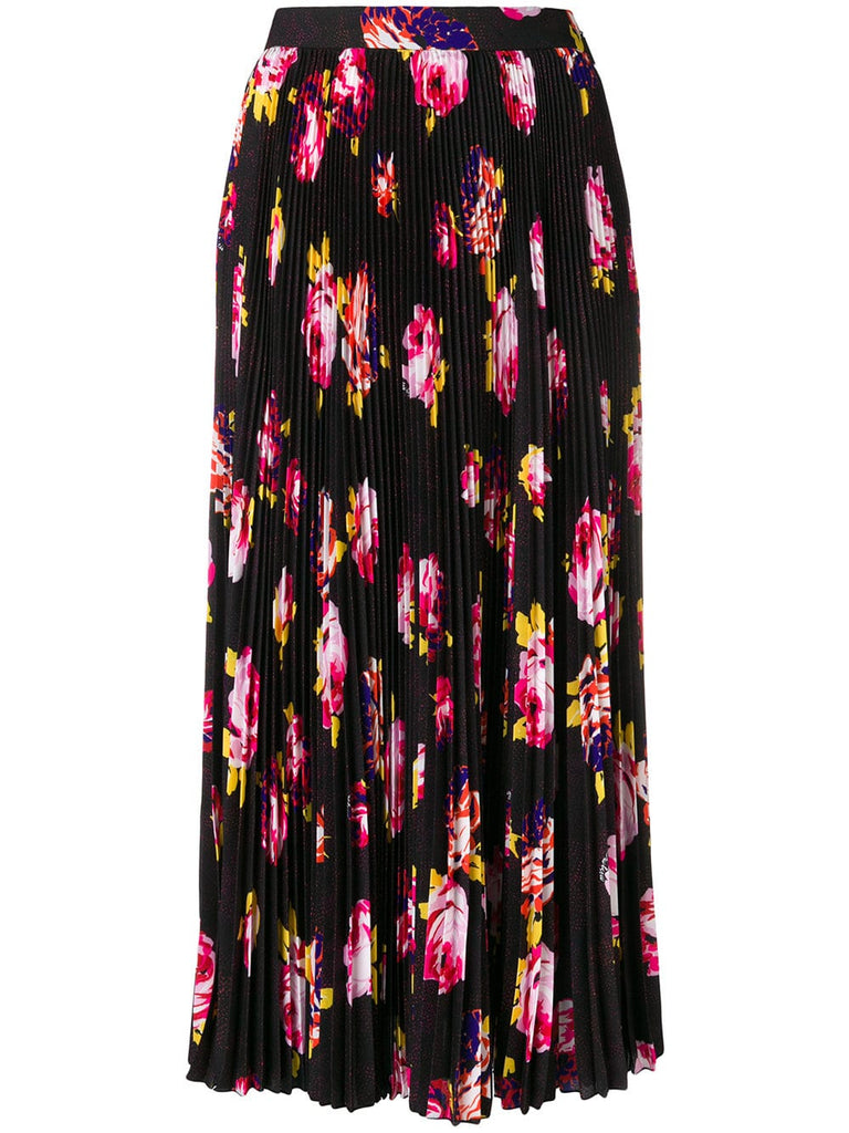 pleated floral print skirt