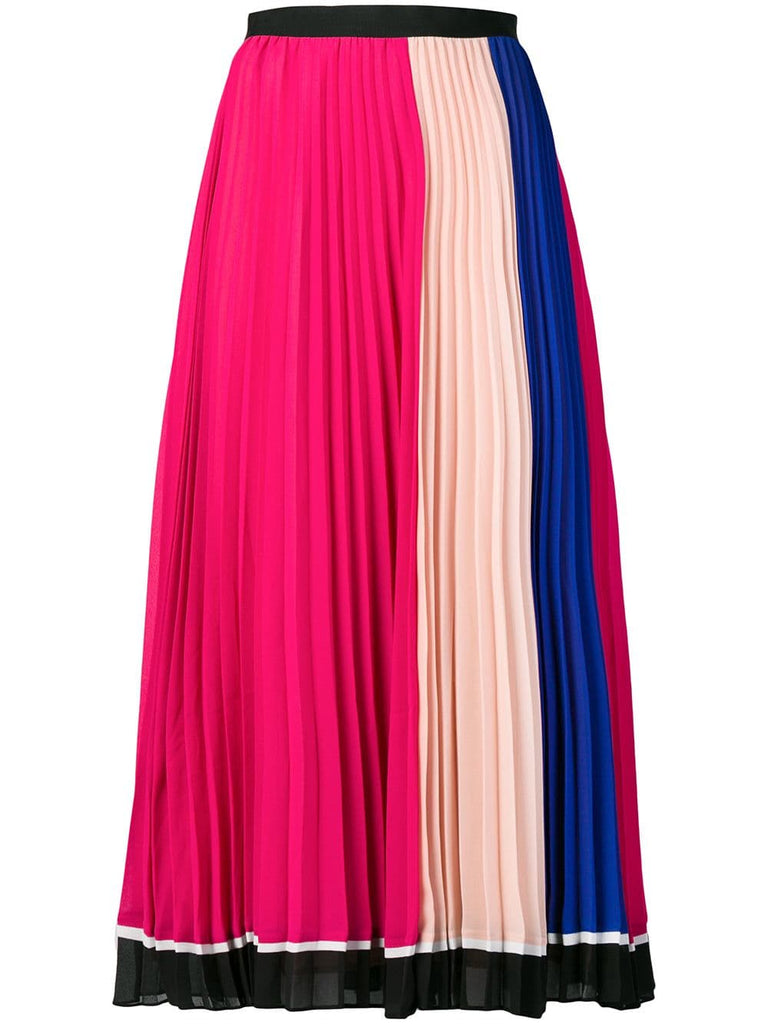 colour block pleated skirt