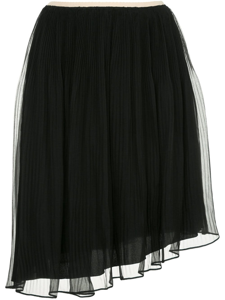 plissé chiffon asymmetric skirt